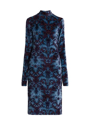 ETRO WOMEN'S JACQUARD VELVET MOCK TURTLENECK DRESS