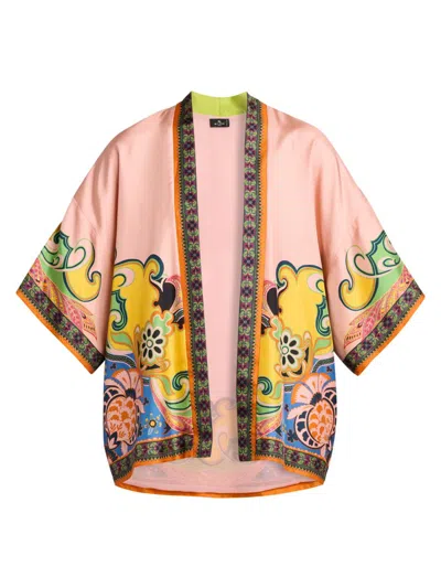 Etro Women's Kesa Printed Open-front Jacket In Pink
