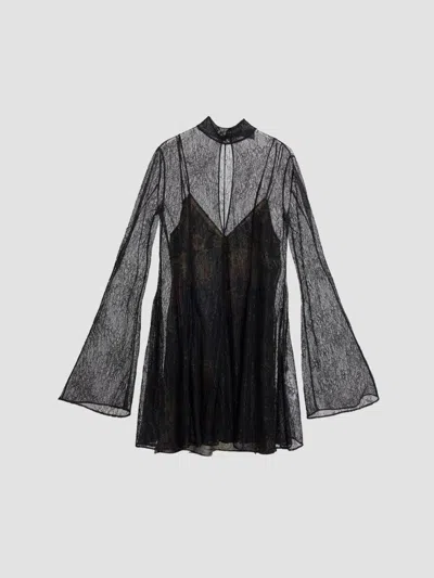 Etro Women's Lace & Metallic Silk Combo Mini Dress In Black