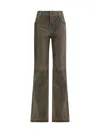Etro Flared Leather Trousers In Green