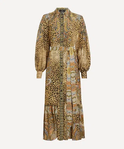 Etro Women's Leopard-paisley Midi Shirt Dress In Multi
