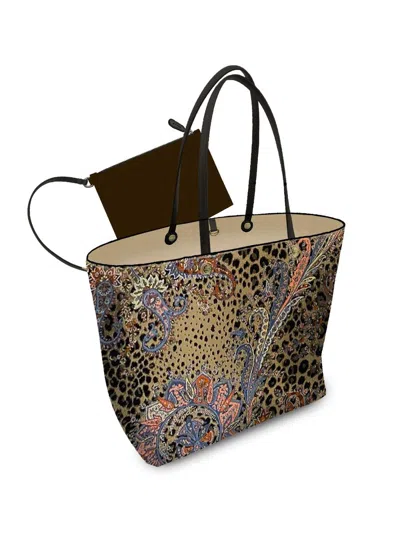 Etro Women's Leopard-print Jacquard Tote Bag In Multi