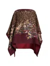 Etro Poncho With Leopard Print And Floral Pattern In Stampa F Do Bordeaux
