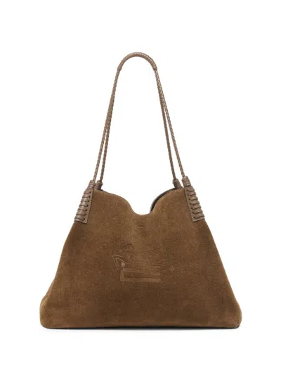 Etro Women's Libra Suede Shopping Tote In Green