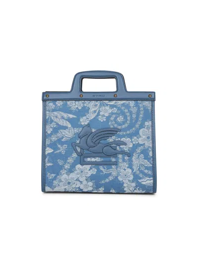 Etro Women Light Blue Love Trotter Medium Shopping Bag