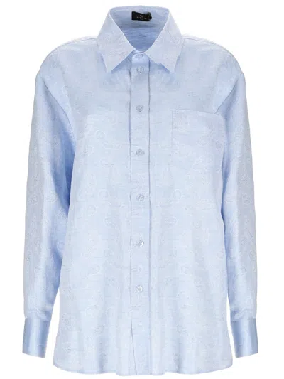 Etro Paisley-print Linen And Cotton-blend Shirt In Blue