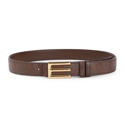 Etro Women's Logo Belt In Brown