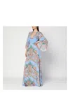 Etro Multicolor Long Dress With All-over Paisley Print And V-neck In Silk Woman In Pink