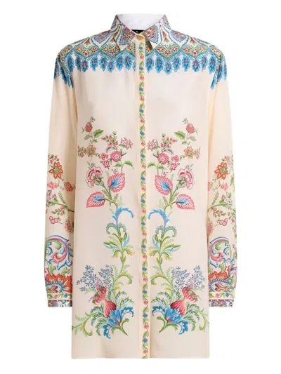 Etro Women Long Shirt With Side Vents In Multi