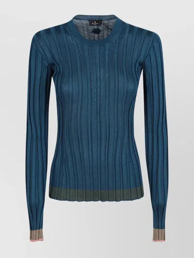 Etro Women's Long Sleeve Knit Top In Blue