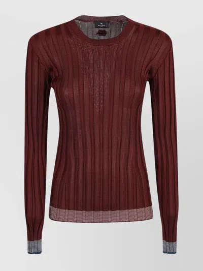 Etro Women's Long Sleeve Sheer Knit Top In Brown
