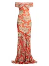 Etro Printed Off-shoulder Gown In Multi