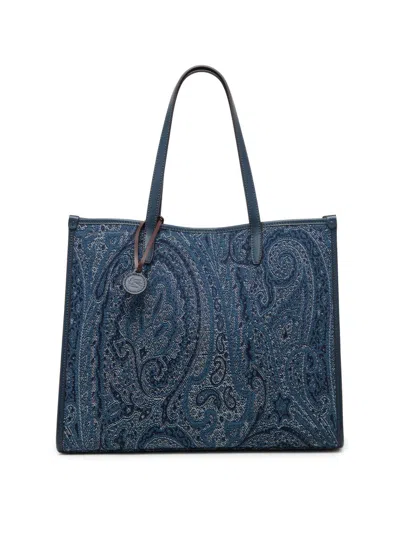 Etro Women's Lovtter Large Jacquard Paisley Denim Tote Bag