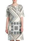 Etro Geometric Pattern Knee-length Dress With Short Sleeves In Blue
