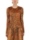 Etro Fitted Paisley Pattern Pleated Midi Top In Multi