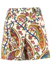 Etro White Floral Paisley-pattern Stretch Cotton Shorts In Multi