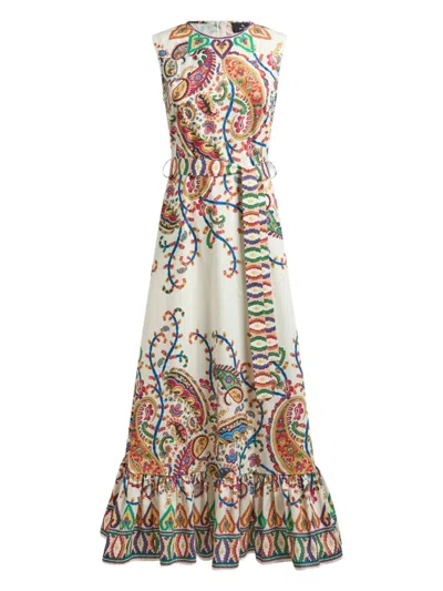 Etro Long Dress With Floral Paisley Print In Multi
