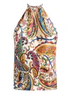 Etro Women Silk Top With American Neckline And Floral Paisley Pattern In Multi