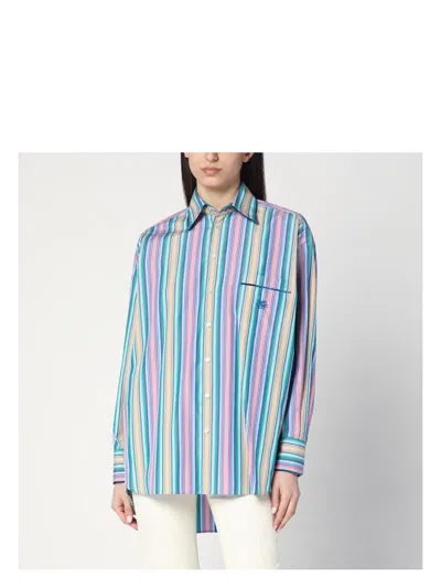 ETRO WOMEN'S MULTI-COLOURED STRIPED COTTON SHIRT | SIZE 44 | WRIA002899TR572