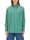 Etro Pocketed Collared Striped Long Sleeve Top In Multicolor