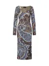 Etro Multicolor Long Dress With All-over Paisley Motiv In Multi