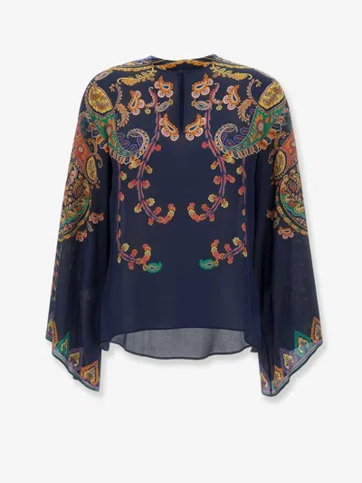 Etro Women Multicolor Silk Shirt In Blue