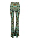 Etro Multicolor Trousers With All-over Paisley Print In Viscose Blend Woman In Green