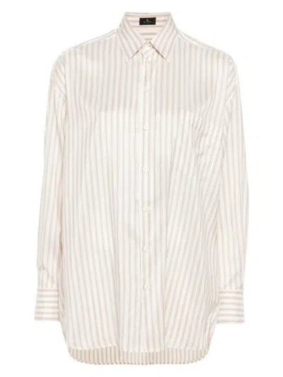 Etro Women's Natural Beige Striped Shirt In Stripes