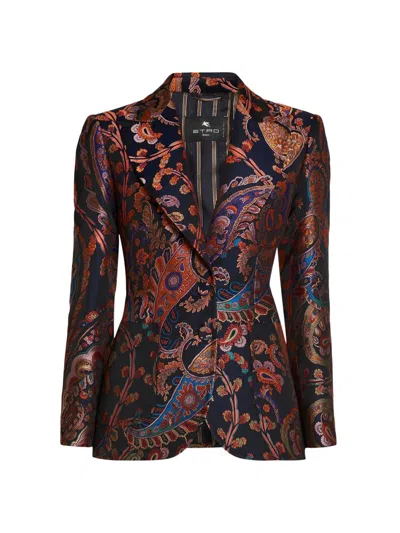 ETRO WOMEN'S PAISLEY BROCADE FITTED JACKET