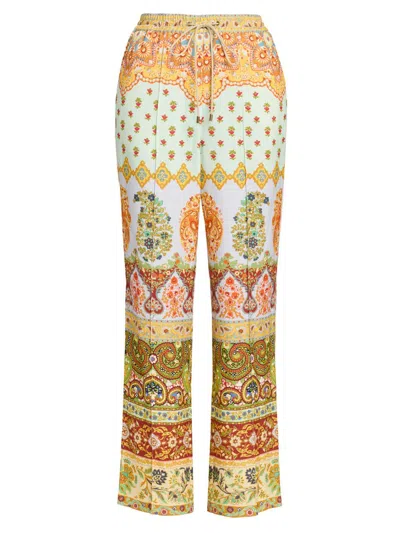 Etro Women's Paisley Drawstring Trousers In Blue