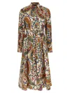 Etro Belted Paisley-print Cotton-voile Midi Shirt Dress In Brown