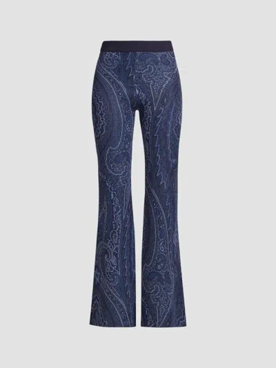 Etro Women's Paisley Knit Trousers In Blue