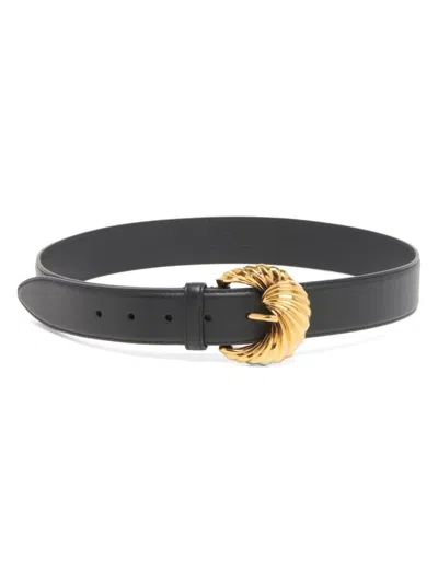 Etro Women's Paisley Lavorato Leather Belt In Black