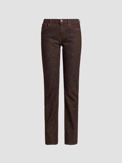 Etro Women's Paisley Mid-rise Slim Jeans In Brown