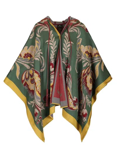 Etro Women Paisley Patterned Hooded Cape In Multi