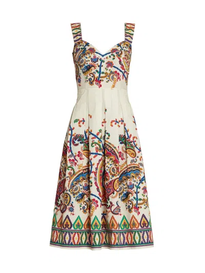 ETRO WOMEN'S PAISLEY PLEATED APRON MIDI-DRESS