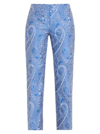 Etro Women's Paisley Print Flared Trousers In Blue