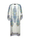 Etro Women Paisley Print Ivory Muslin Kaftan In White
