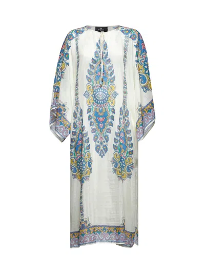 Etro Women Paisley Print Ivory Muslin Kaftan In White