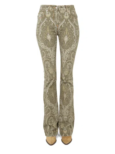 Etro Women Paisley Print Jeans In Brown