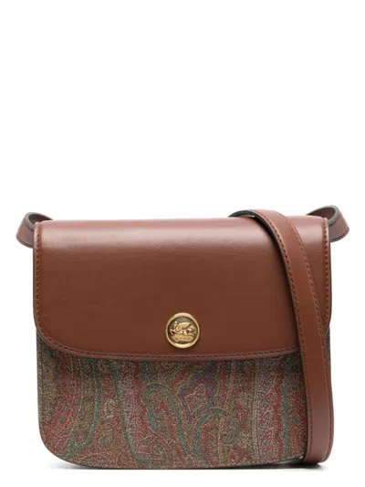 Etro Women's Paisley-print Logo Plaque Crossbody Bag In Brown