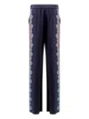 Etro Floral Print Silk Trousers In Blue