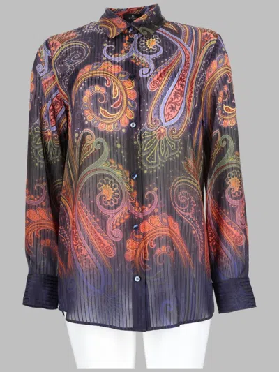 Etro Women's Paisley Print Sheer Button-front Blouse In Multicolour