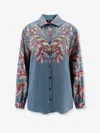 Etro Women Paisley Print Silk Shirt In Blue
