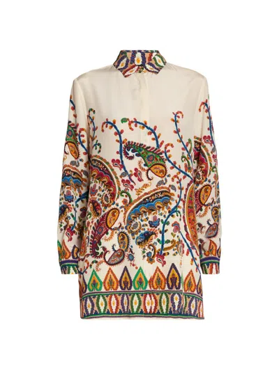 Etro Women's Paisley Silk Tunic Shirt In Multi
