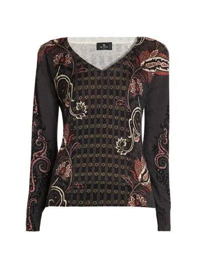 Etro Women's Paisley Silk-cashmere Sweater In Multi