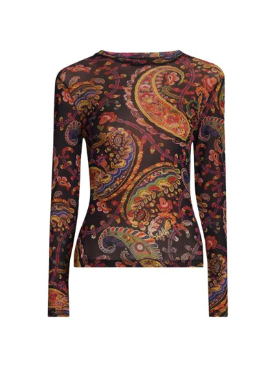Etro Women's Paisley Slim-fit Long-sleeve Top In Multi
