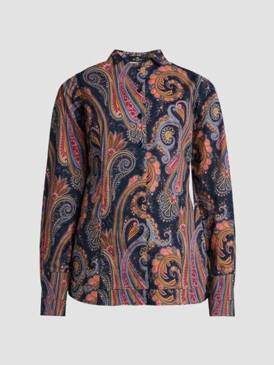Etro Women's Paisley Stretch-cotton Shirt In Multi