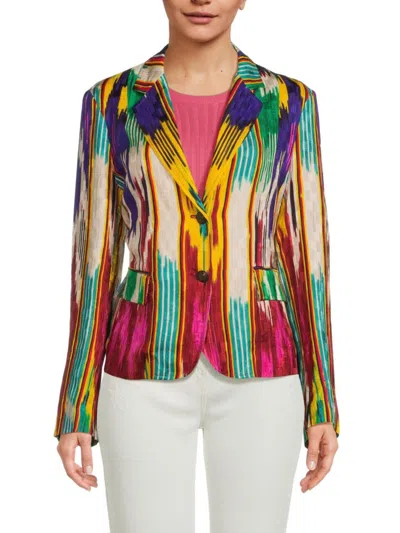 Etro Women's Pattern Silk Blend Blazer In Beige Multi