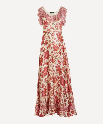 Etro Women's Peau D'ange Silk Long Dress In Multi